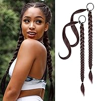 Vista 28 de YOGFIT 2 extensiones de cola de caballo trenzadas, extensiones de cabello largo y lacio envolvente, extensiones de cabello sintético suave natural