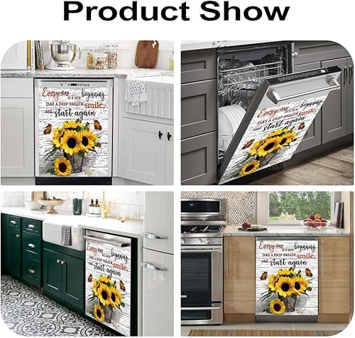 Miniatura 4 de Funda magnética magnética para lavavajillas con texto en inglés "Every Day Is A New Beginning", cubierta magnética para puerta de lavavajillas,