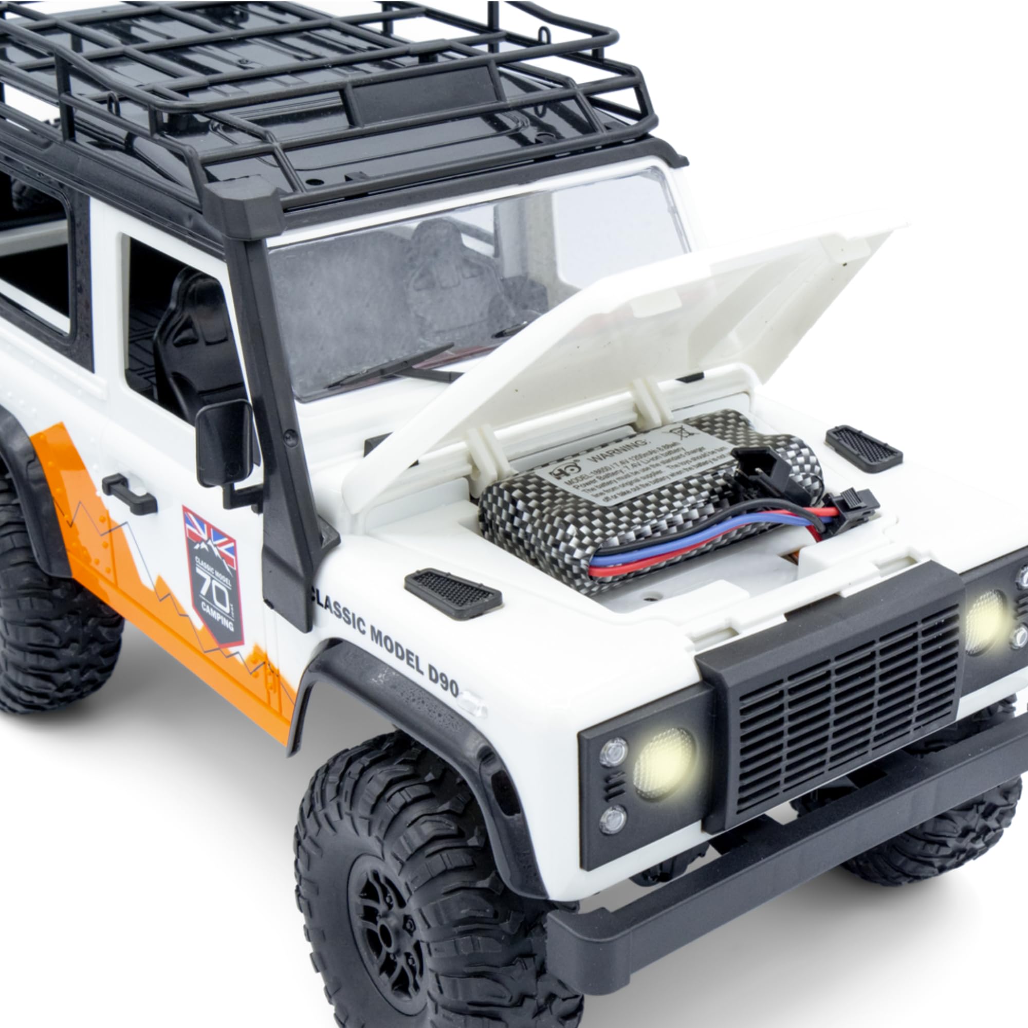 Coche teledirigido resistente 1:12 – Land Rover Trail V2 RC Coche 4WD para exteriores con luz LED, caja de engranajes metálicos, 60 minutos de tiempo de conducción, vehículo todoterreno