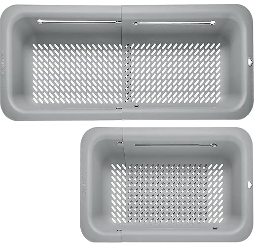 LASSHSWA Collapsible Colander and Strainer for Kitchen, Over the Sink Strainer Basket for Kitchen, Fruit Pasta Food Strainer Expandable Plastic Colander (Gray)