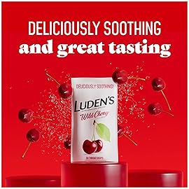 Luden\'s Sore Throat Relief Lozenges for Minor Everyday Irritation & Dry Mouth, Wild Cherry Flavored Drops, 30 Count