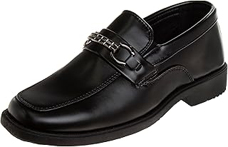 Boys Dress Shoes – Slip-On Comfort Uniform Oxford Loafer with Buckle Black and Brown (Big Kid/Little Kid) (Size 13-6)