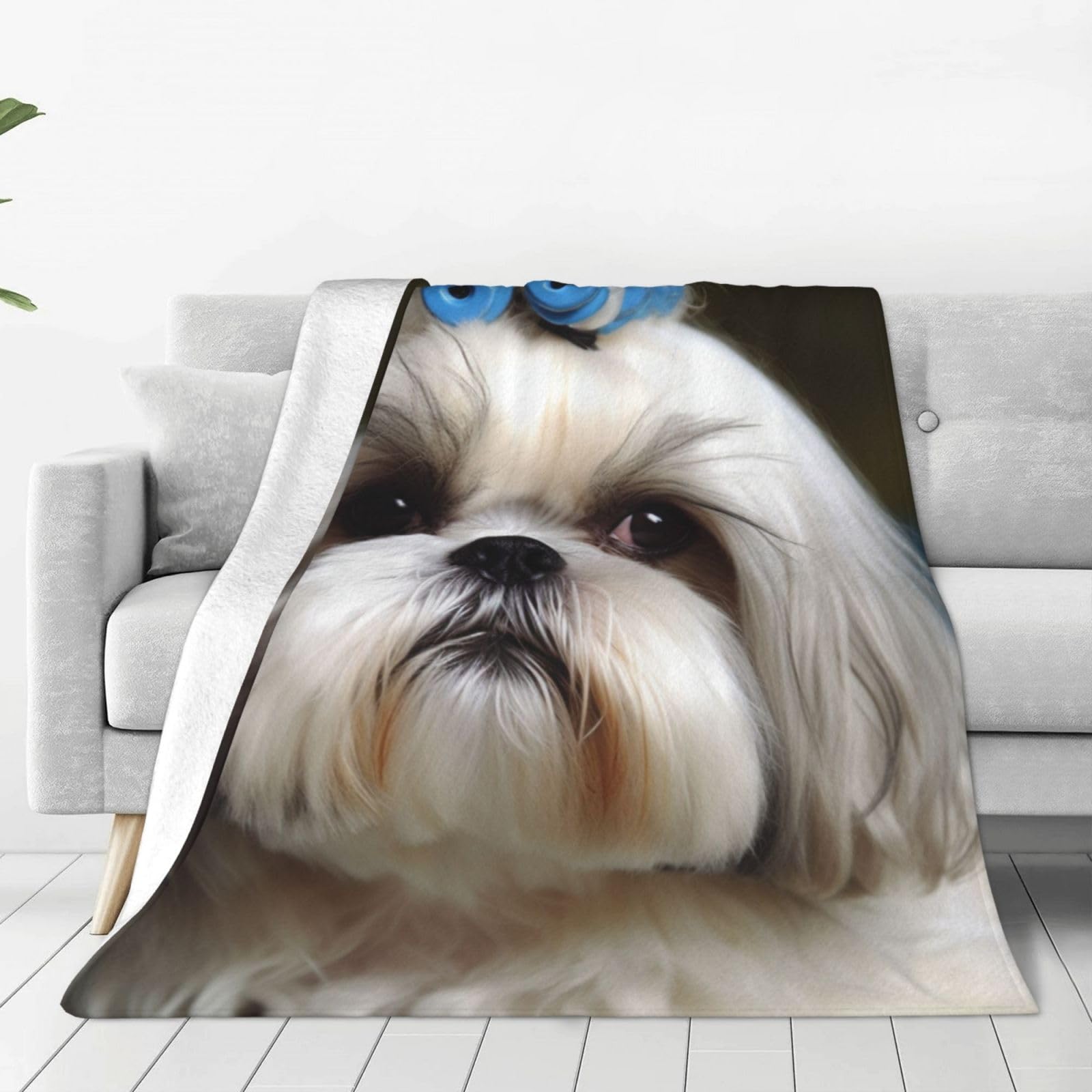 Couverture pour chien Shih Tzu toutes saisons en micro polaire légère pour lit et canapé