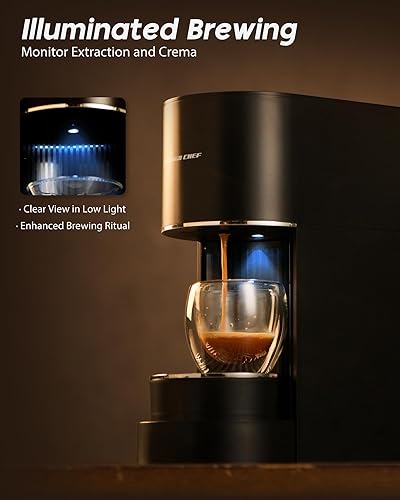 Miniatura 2 de Máquina de café expreso, compatible con cápsulas originales Nespresso, de un solo toque con zona de preparación iluminada, bomba de 20 bares, tanque