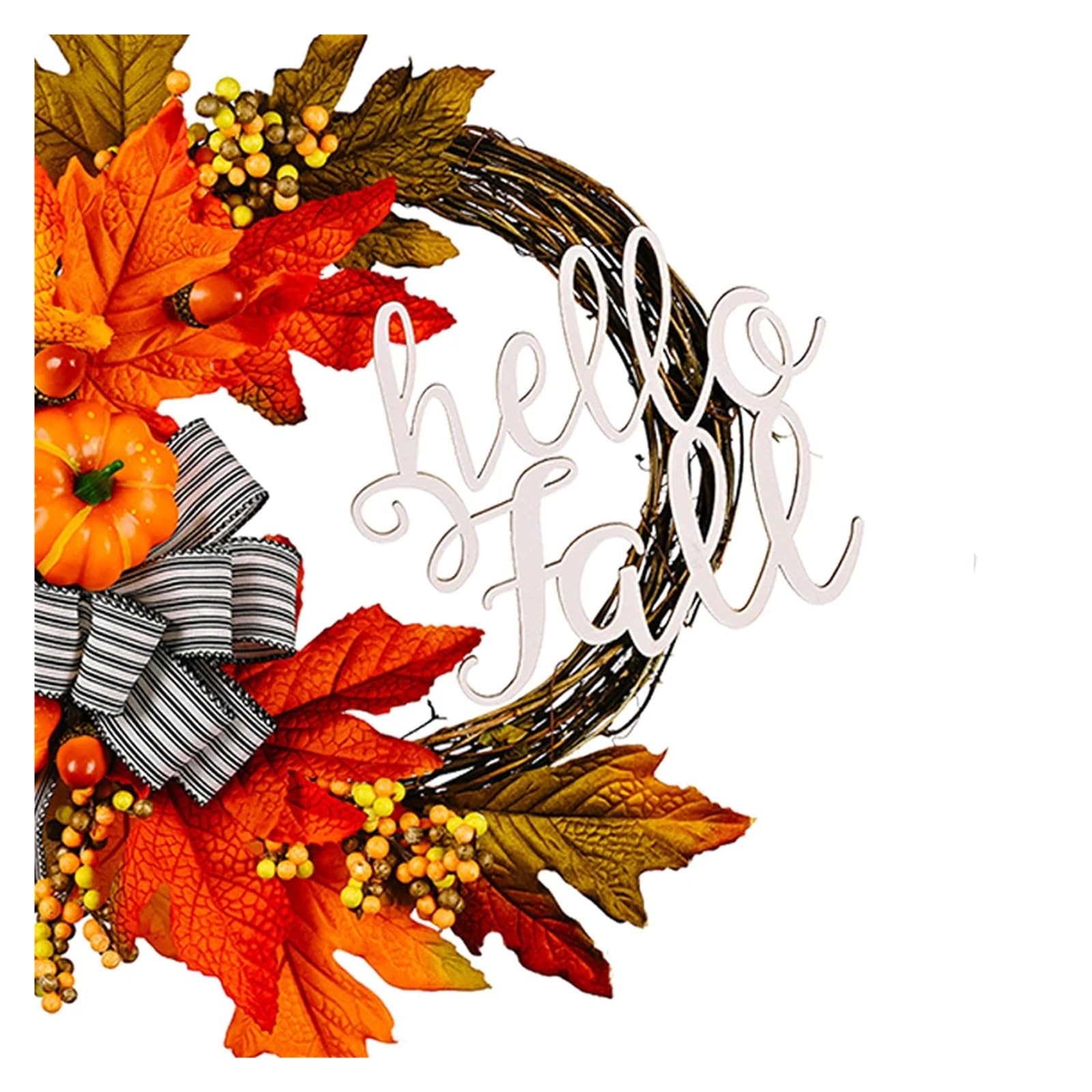 40cm Blatt Kürbis Kranz Thanksgiving Girlande Tür Aufhänger Vorne Herbst for Ernte Party Decor(Wooden Sign)