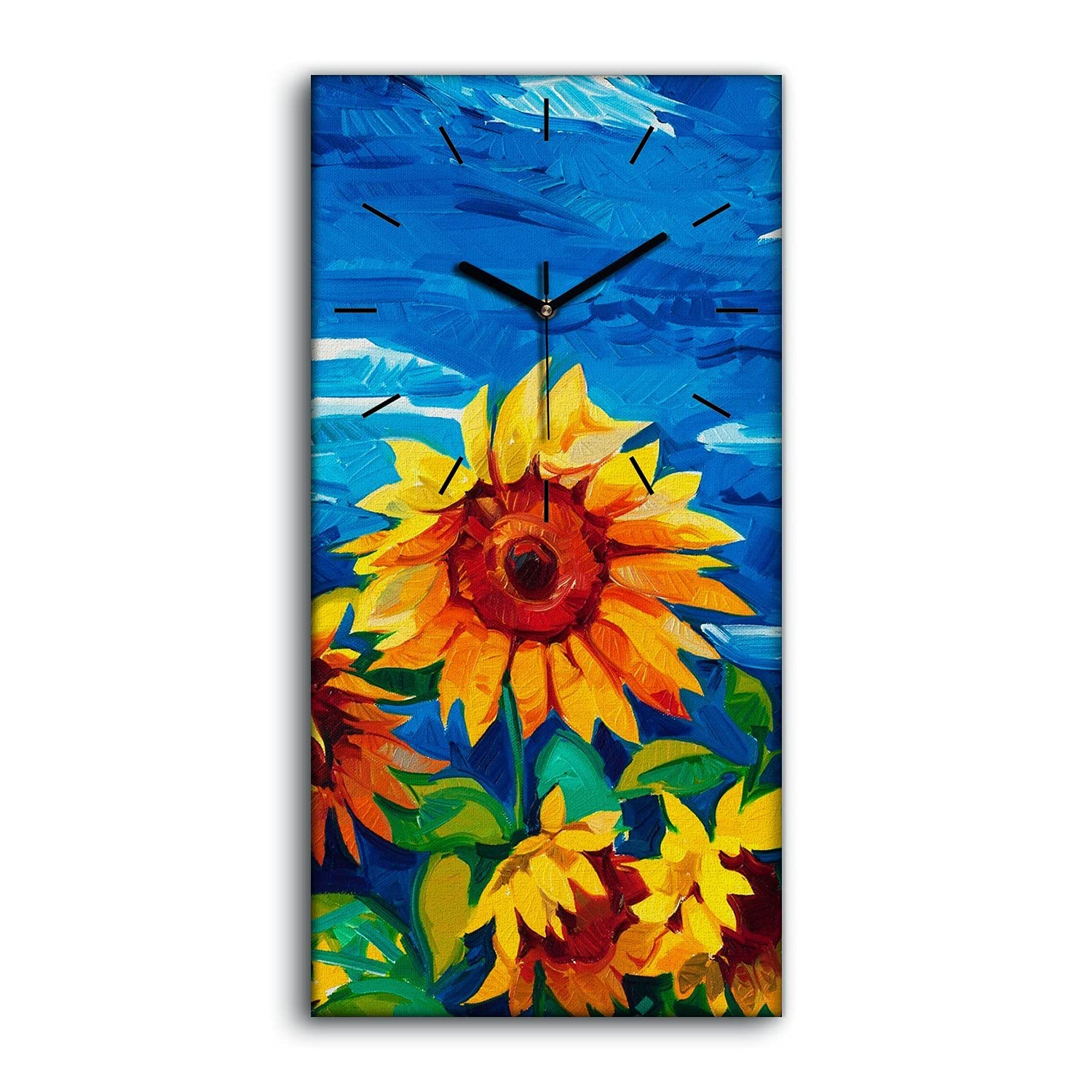 Horloge sur Toile Décoration Salon Moderne avec Motif Végétal Jaune