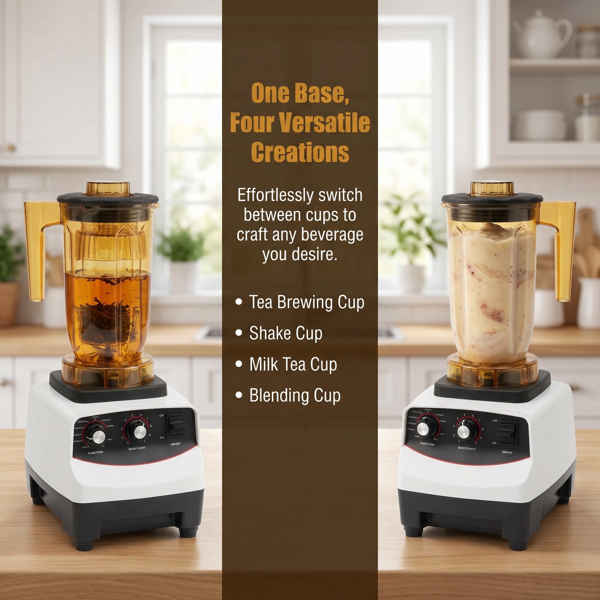 Máquina De Té De Burbujas De 1800 W, 1200 Ml, 30000 RPM, Batidora Multifunción con Capacidad para 4 Tazas Y 10 Velocidades, Batidora De Sobremesa para El Hogar, Tiendas De Té con Leche,