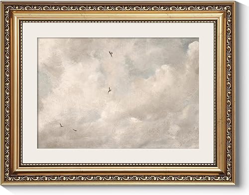 Miniatura 10 de ARPEOTCY Arte de Pared Vintage con Marco Dorado, Paisaje Retro de Jardines y Cielo, 20x25 cm Pequeños Cuadros en Lienzo con Marco Antiguo, Pinturas