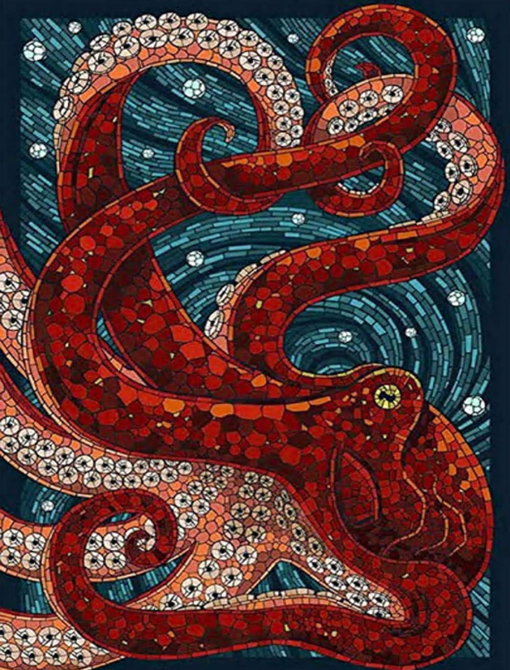 Stamped Cross Stitch Kit with Fabric DIY Embroidery Kits for Beginners Children & Adults with 11CT Printed Pattern Animal Octopus 40 * 50cm