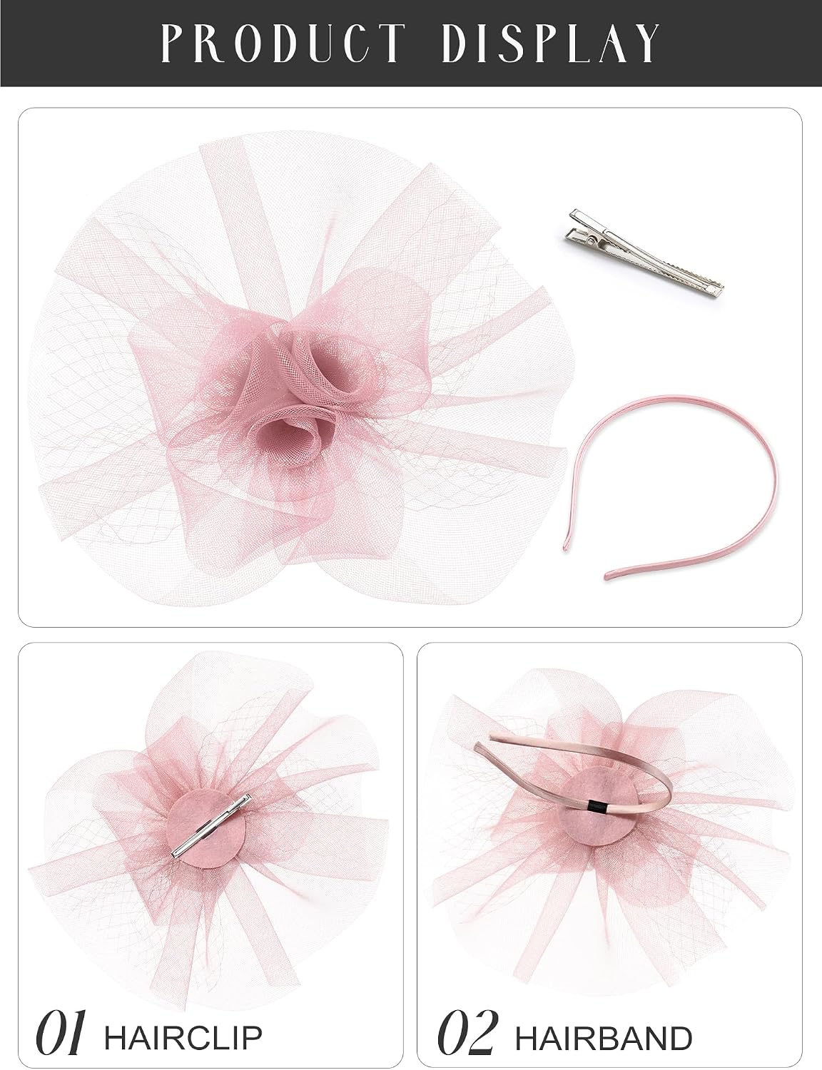 SWEETV Flower Fascinators Tea Party Hats for Women, Formal Headwear for Kentucky Derby, Cocktail, Wedding, Fancy Dress Party