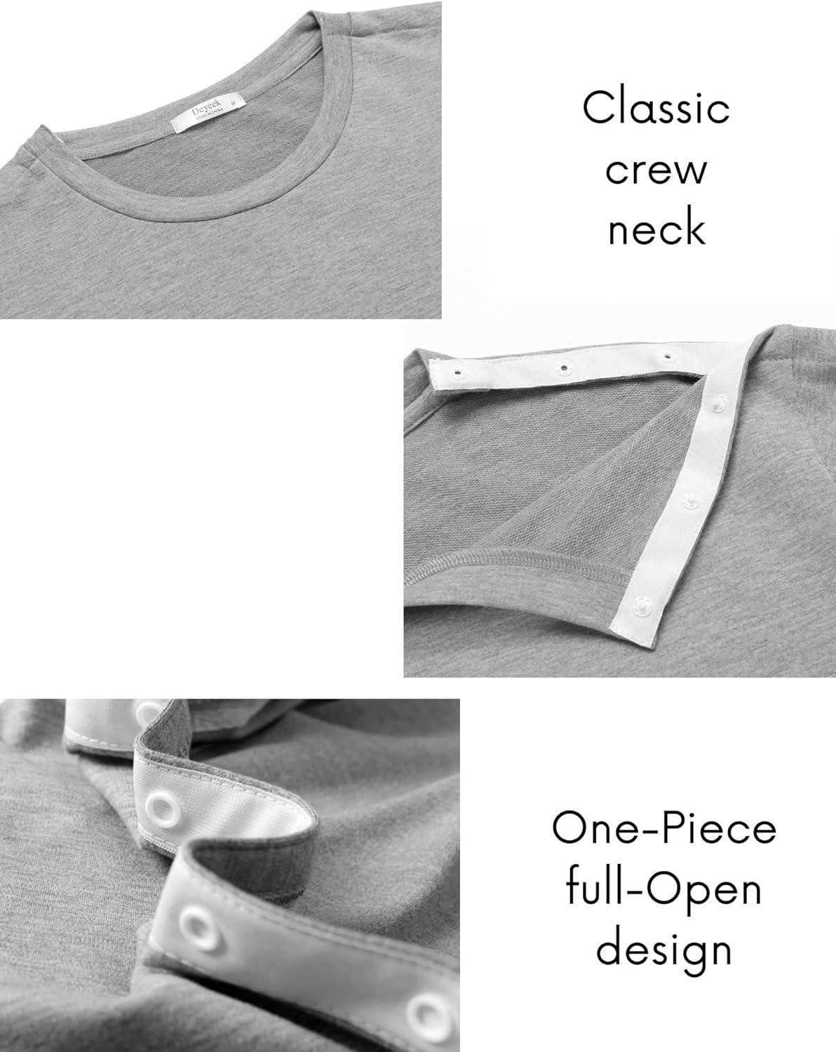 Deyeek Post Shoulder Surgery Recovery Shirts for Men Chemo Port Access Top Snap Full Tear Away Long Sleeve - Image 3