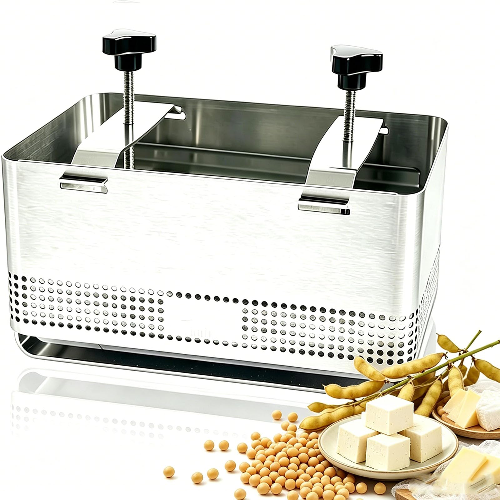 Prensa Para Tofu De Acero Inoxidable 304, Prensa Para Tofu Y Paneer Con Paño De Prensado Y Bandeja De Goteo, Para Tofu Firme, Apta Para Lavavajillas, Multiusos Para Paneer, Queso Y Yogur Caseros