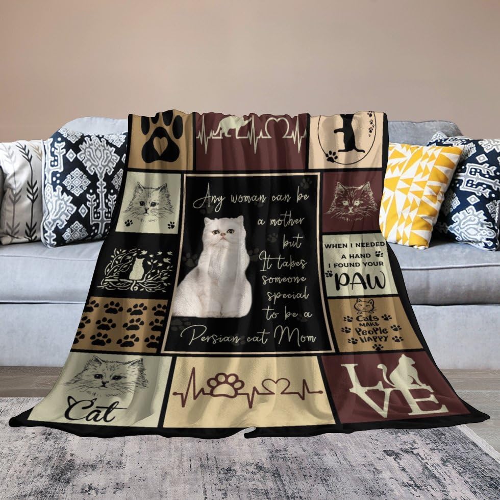 Miniatura 6 de Manta con estampado de gato persa, manta de animales lindos para sofá, cama, decoración de cosas, suave y acogedora manta de franela de felpa para