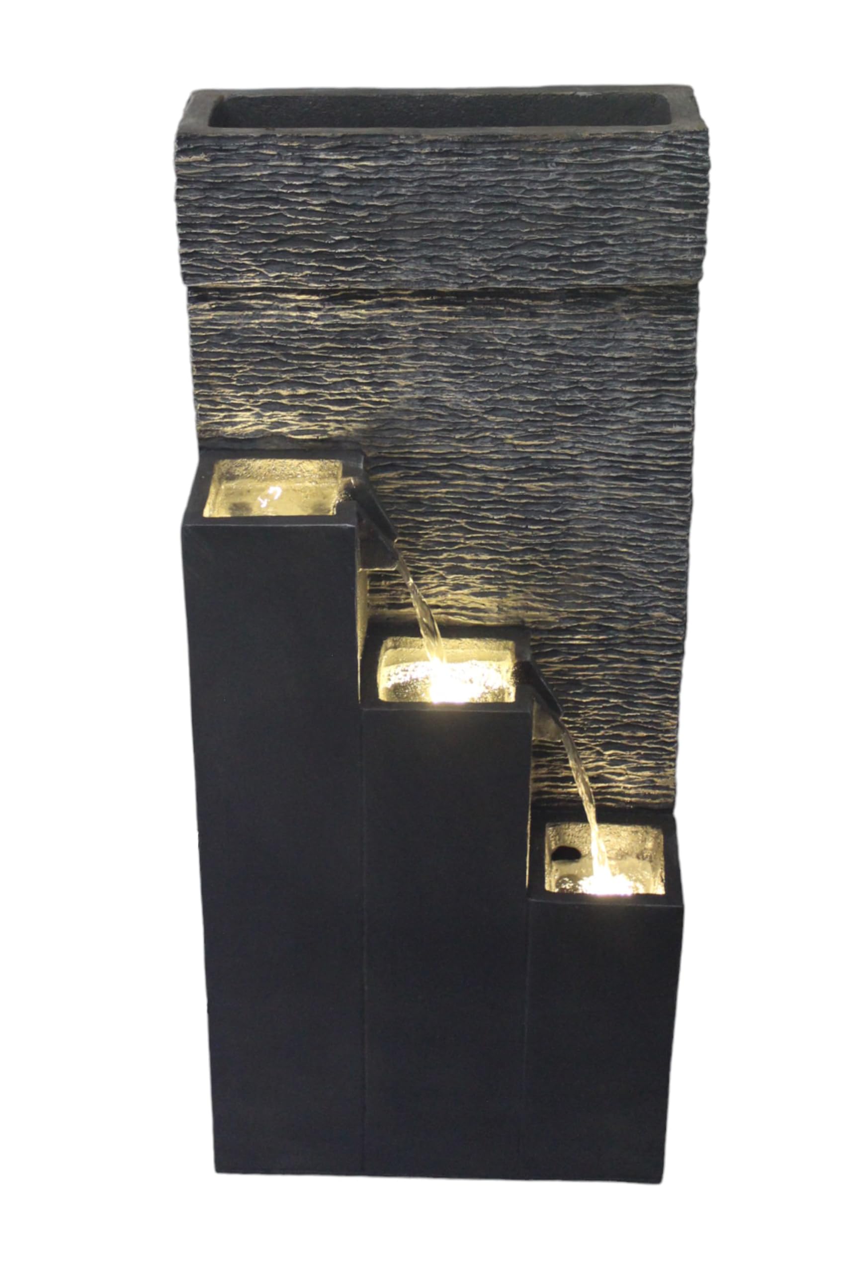 BK846 Grande fontaine avec lumières LED Fontaine de jardin avec bassins décoratifs cascade (101 x 43 x 25,5 cm)