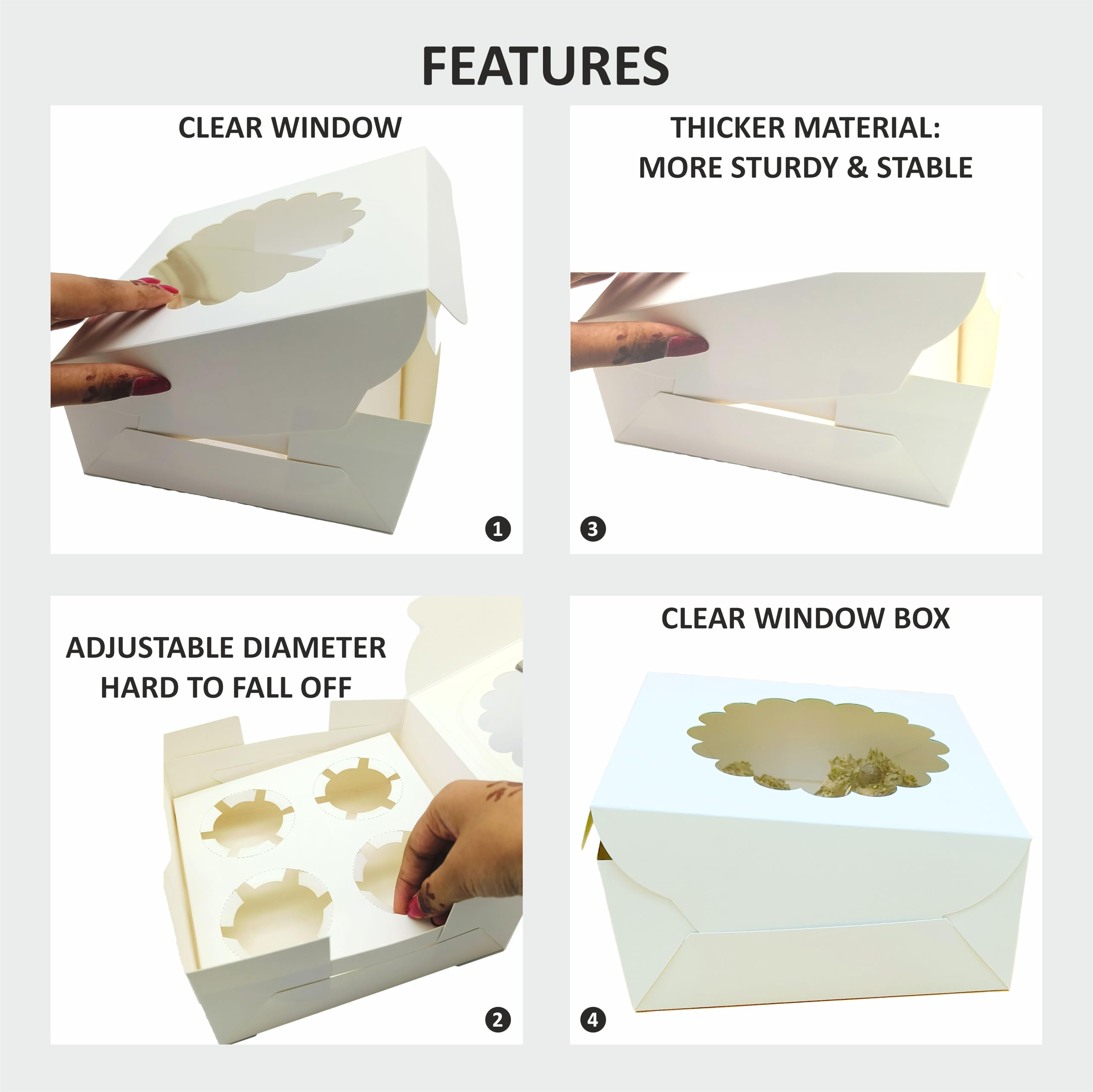 Cupcake Boxes with Inserts - Pack of 10 -7 Cupcake Boxes with Inserts - Pack of 10 -7