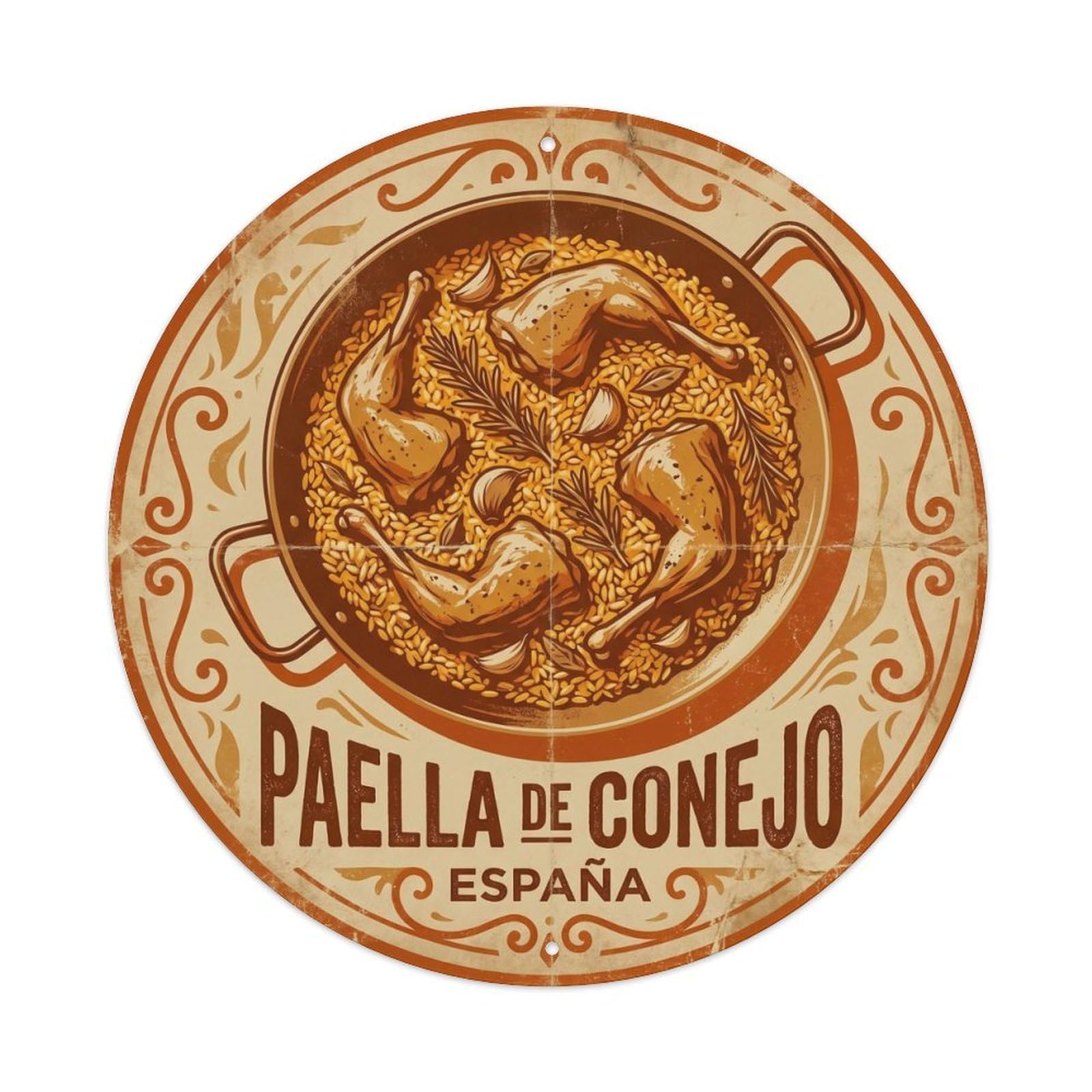 Spanish Rabbit Paella Cuisine Culture Vintage Metal Tin Sign