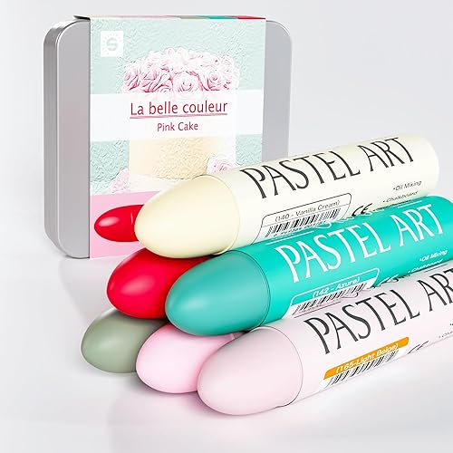 Miniatura 7 de Juego de 6 pasteles al óleo jumbo (0.551 x 3.307 in), pasteles suaves al óleo con colores vibrantes, gran mezcla y capas, crayones pastel para Me