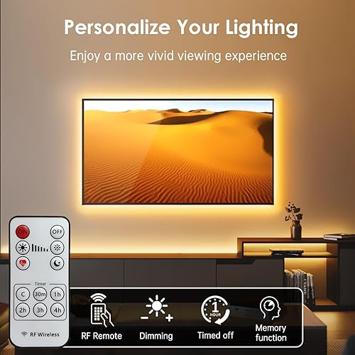 Miniatura 3 de Tira de luces LED, tira de luz LED COB de 6.56 pies, 5 V, regulable, con control remoto, alimentada por USB, tira de luz LED para retroiluminación