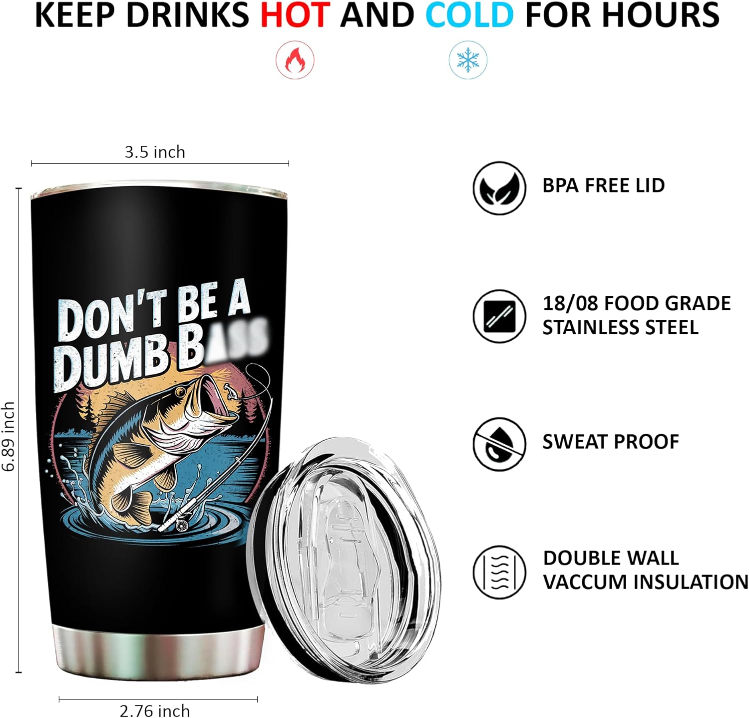 Funny Fishing Gifts for Men, Dad - Best Cool Gifts for Fisherman, Fishing Lovers - Funny Dad Gift from Daughter, Son - Christmas, Fathers Day, Birthday Gift for Men - Fish Stuff Cup Tumbler 20oz - Image 3