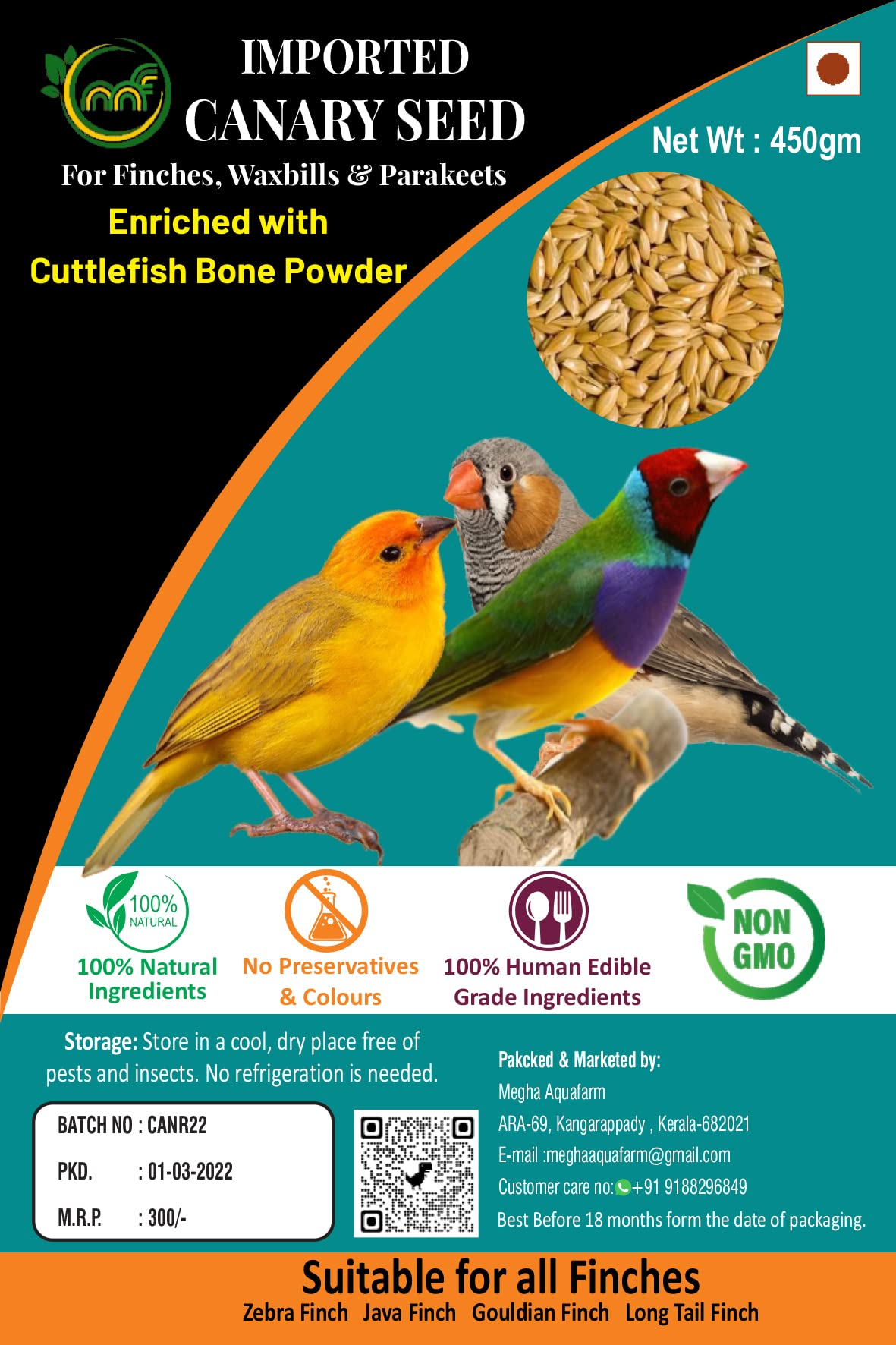 Bird Feed Canary Seed for Birds Finches, Waxbills, Canaries, Parakeets Added Cuttle Fish Bone Powder 450 gram (B09MZDM5ZC) Amazon Price History, Amazon Price Tracker