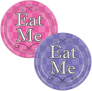 Beistle 58183 Alice in Wonderland Eat Me Round Plates, 8 Pcs