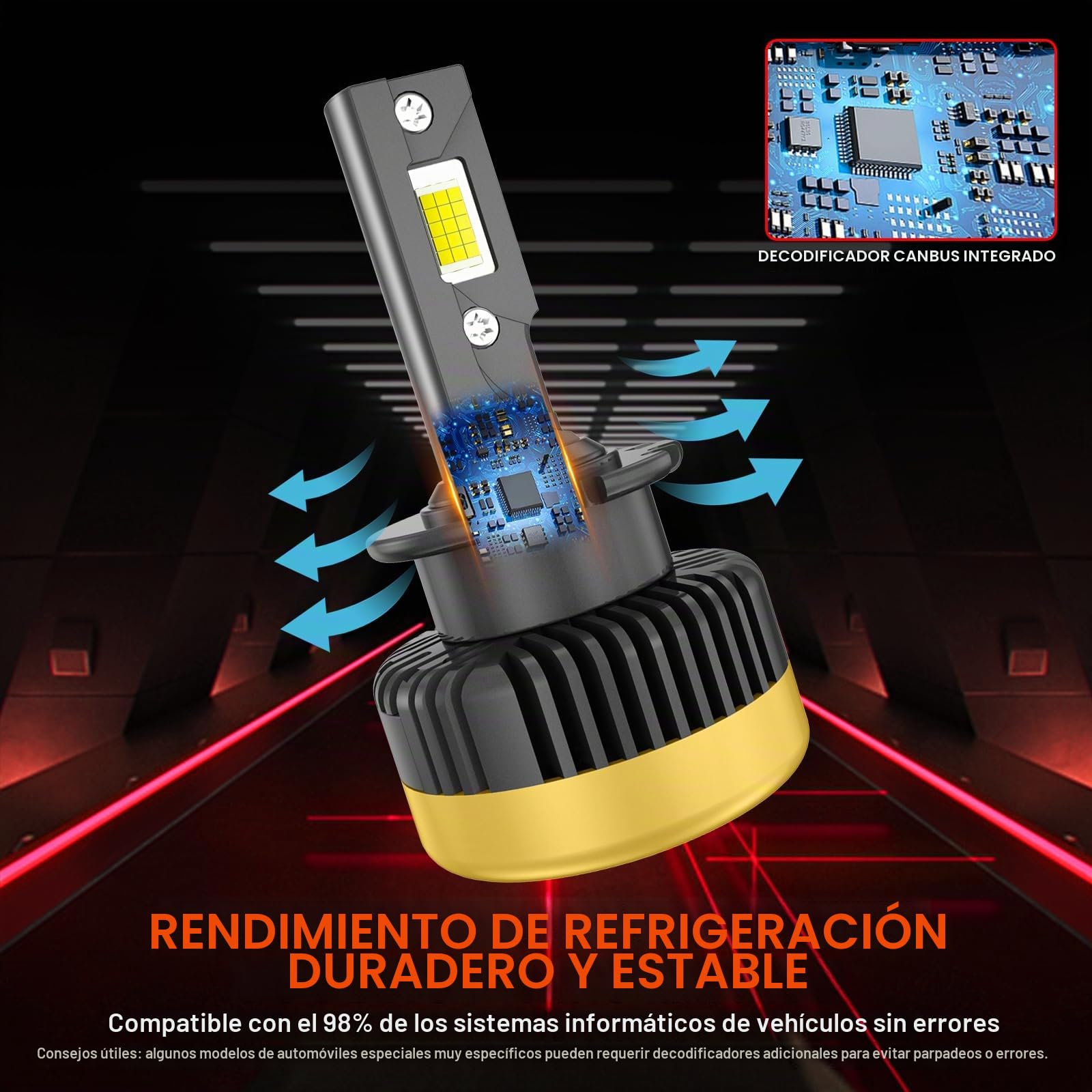 Bombillas LED D4S 25000LM 120W 6000K Blanco de Reemplazo para Las Bombillas de los Faros Delanteros en el Original HID 35W, 1:1 Tamaño del Coche Anti-Error D2S LED con Ventilador, Paquete de 2