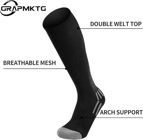 Miniatura 4 de GRAPMKTG Paquete de 3 calcetines de fútbol, béisbol, sóftbol para jóvenes, mujeres y hombres, calcetines de fútbol hasta la rodilla para niños y