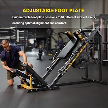 Hack Squat Machine with Adjustable ISO Foot Plate, Precision Linear Bearings, and Ergonomic Design for Leg Press & Squat Workouts
