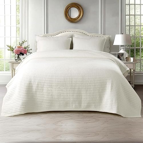 KASENTEX - Juego de edredón lavable a máquina, cubrecama muy suave, ligero, lavado a la piedra, con costuras detalladas, unicolor, Queen de gran