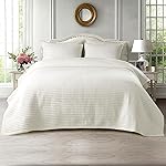 KASENTEX Queen Quilt Set 90"x90" - Soft Washed 3-Layer Lightweight Bedspread, Minimalist Nordic Design, All-Season Spring & Summer Quilt Set (1 Quilt + 2 Pillow Shams), Ivory