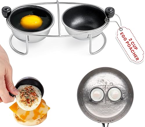 Eggssentials Inserto para cazador furtivo de huevos de acero inoxidable para cocinar huevos escalfados, taza para escalfar huevos sin PFOA,
