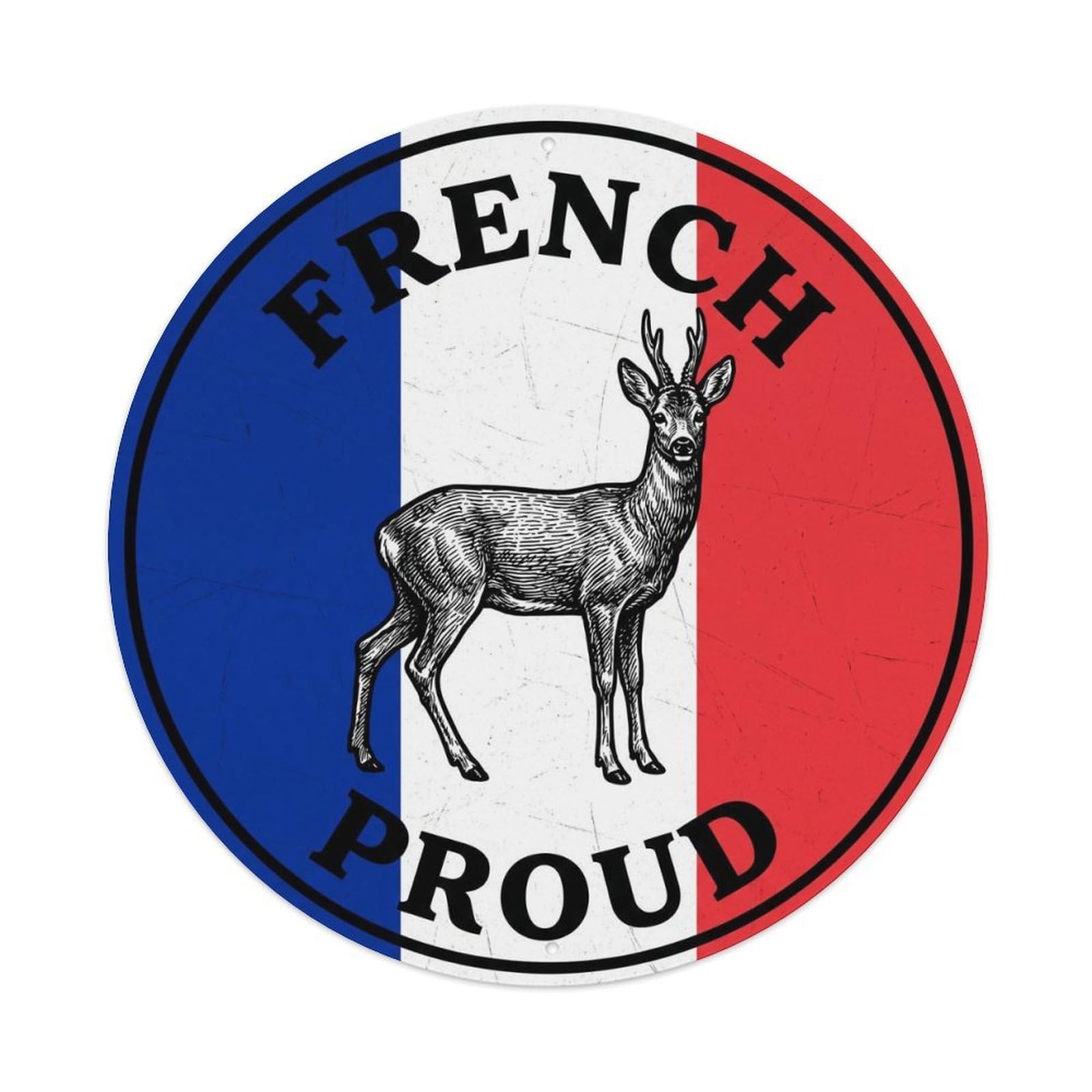 Olhnbad Style French Proud Roe Deer Wildlife National Emblem Metal Tin Sign