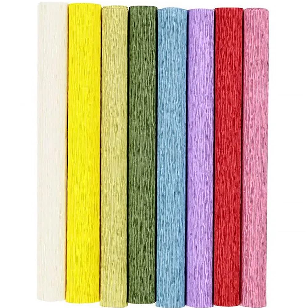 Crafty Capers 8 Rolls 25cm x 60cm Crepe | Paper Flower Making | Bright Colours