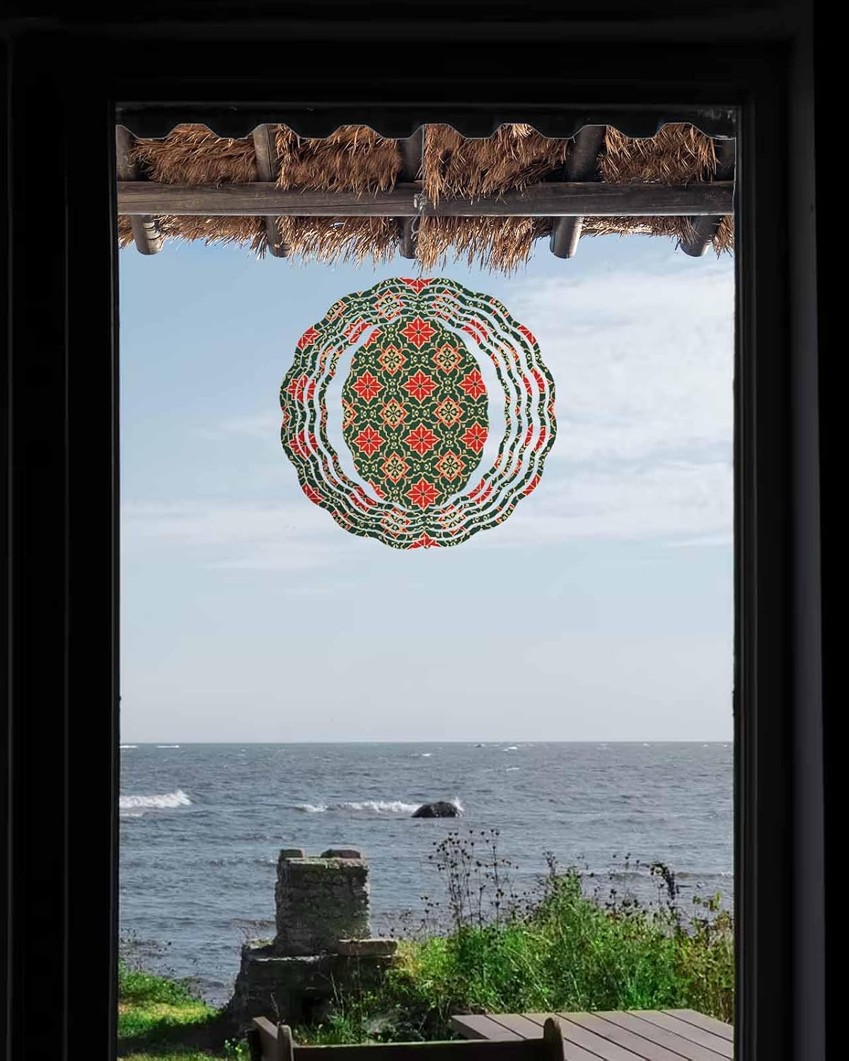 Retro Wind Spinners, Abstract Morocco Style Hanging Wind Spinners for Yard and Garden 3D Stainless Steel Metal Sculptures Crafts Ornaments 12 Inch