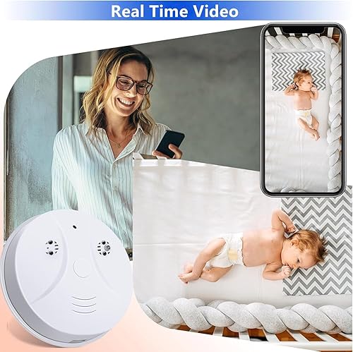 Miniatura 5 de Cámara oculta Detector de humo Cámara inalámbrica WiFi HD 1080P Video Cámara pequeña con visión nocturna y detección de movimiento, cámara interior