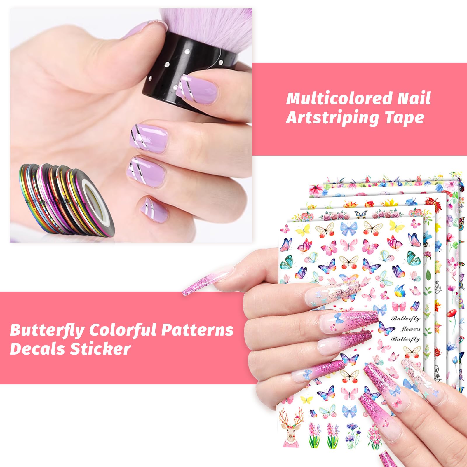 96 Pièces Kit de Nail Art Pinceau,15 Pcs Pinceaux Ongles Nail Art Brosses, 5 Stylos Dotting, 30 Pcs Striping Tape Autocollant, 3 Boîtes Ongles Strass,Nail Art Accessoires Professionnel kit