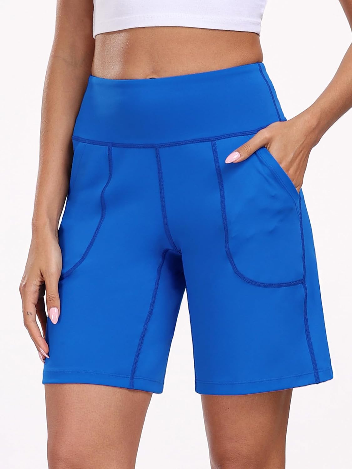 CADMUS 5'' / 9'' Women's Athletic Long Shorts Stretch High Waisted Bermuda Shorts Yoga Walking Running Casual 1 or 4 Pack - Image 6