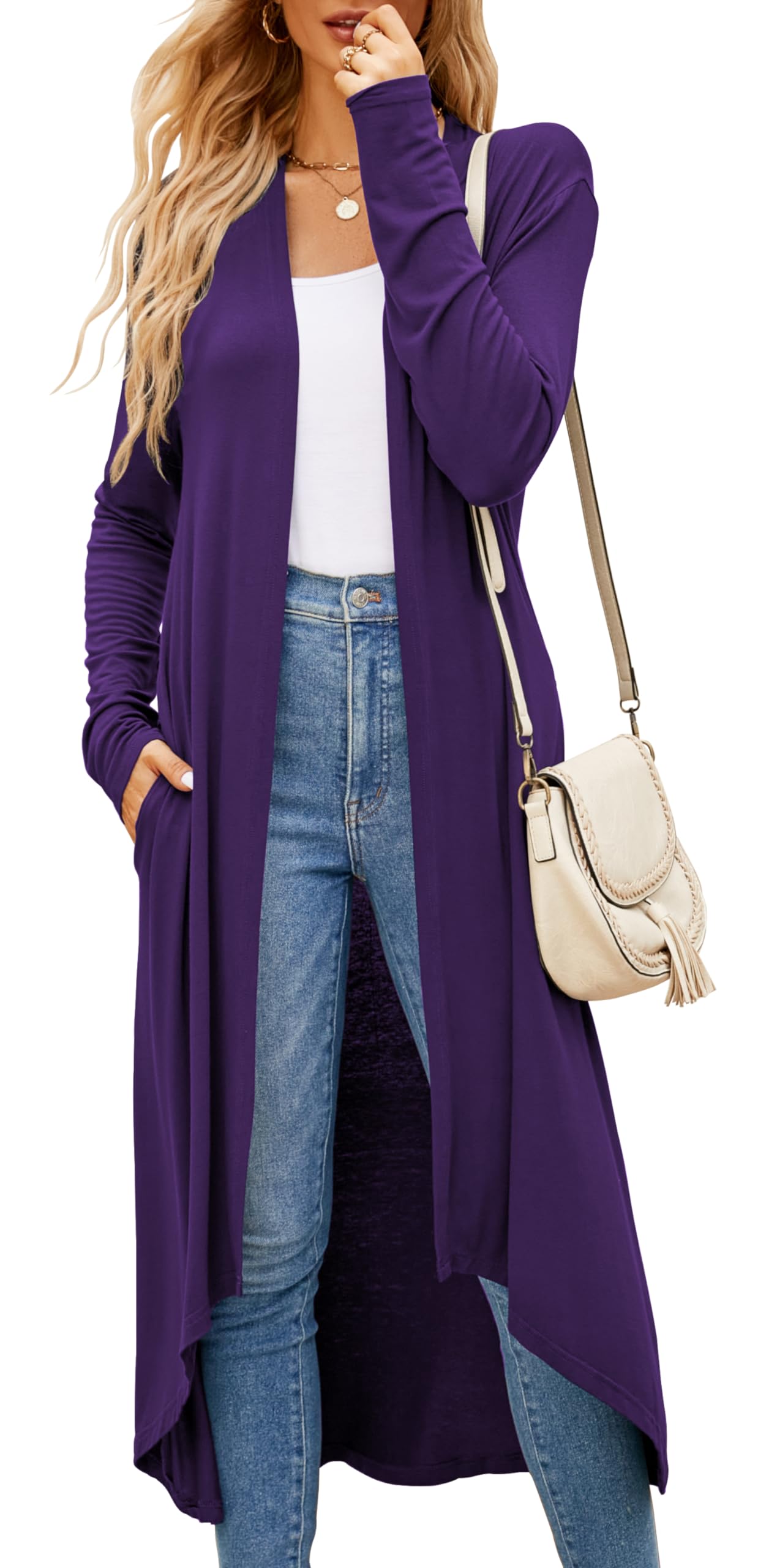 Newchoice Womens Long Cardigan Lightweight Long Sleeve Cardigan Duster