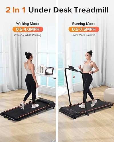 Miniatura 2 de Merax Almohadilla para caminar con inclinación, 2 en 1 para debajo del escritorio, caminadora eléctrica plegable de 2.5 HP, máquina de correr para