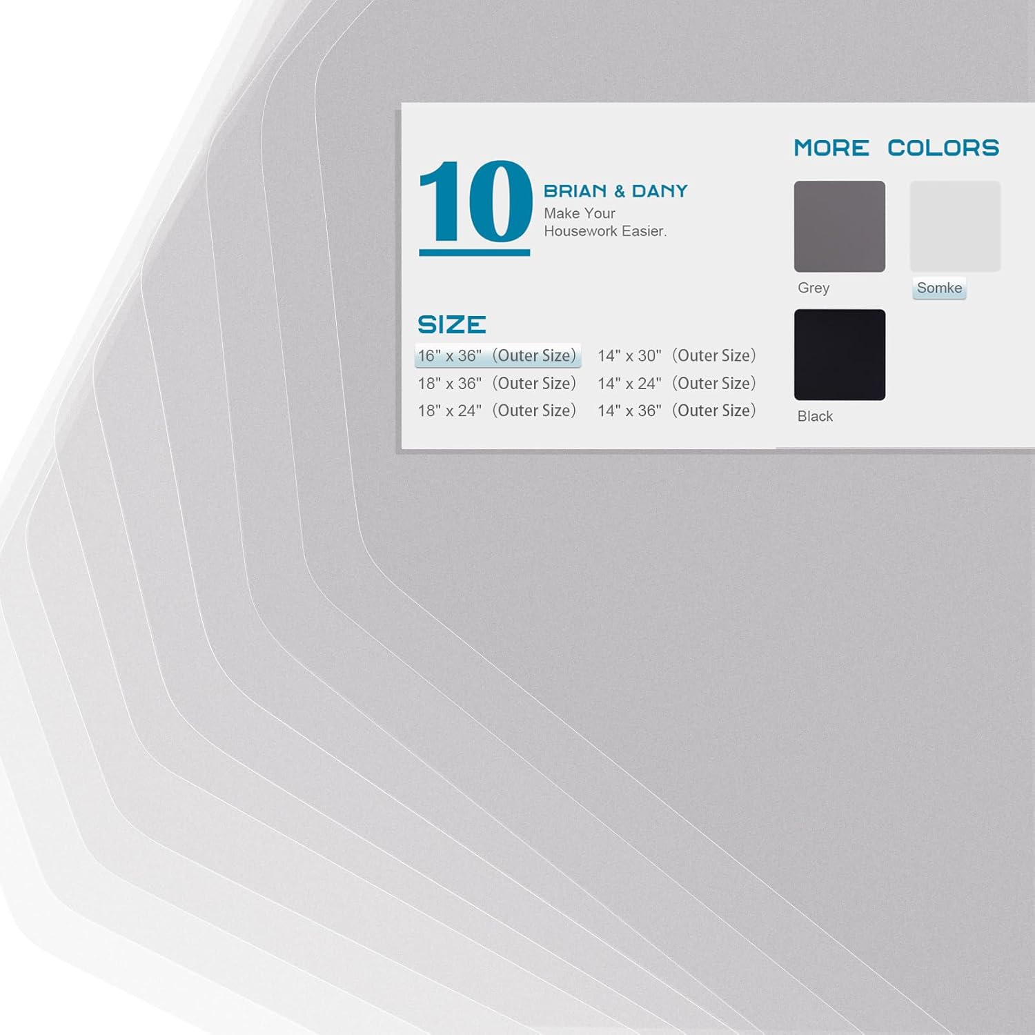 BRIAN & DANY Wire Shelf Liner 16" X 36", Set of 10, Heavy Duty Shelf Liners for Wire Shelving, Waterproof Protector Mats, Transparent