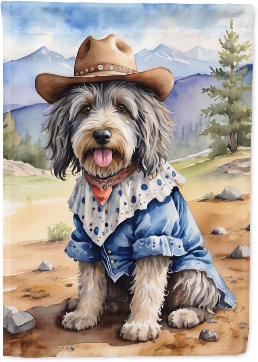 Caroline's Treasures DAC5838CHF Australian Shepherd Cowboy Welcome House Flag Large Porch Sleeve Pole Decorative Outside Yard Banner Artwork Wall Hanging, Polyester, House Size, Multicolor