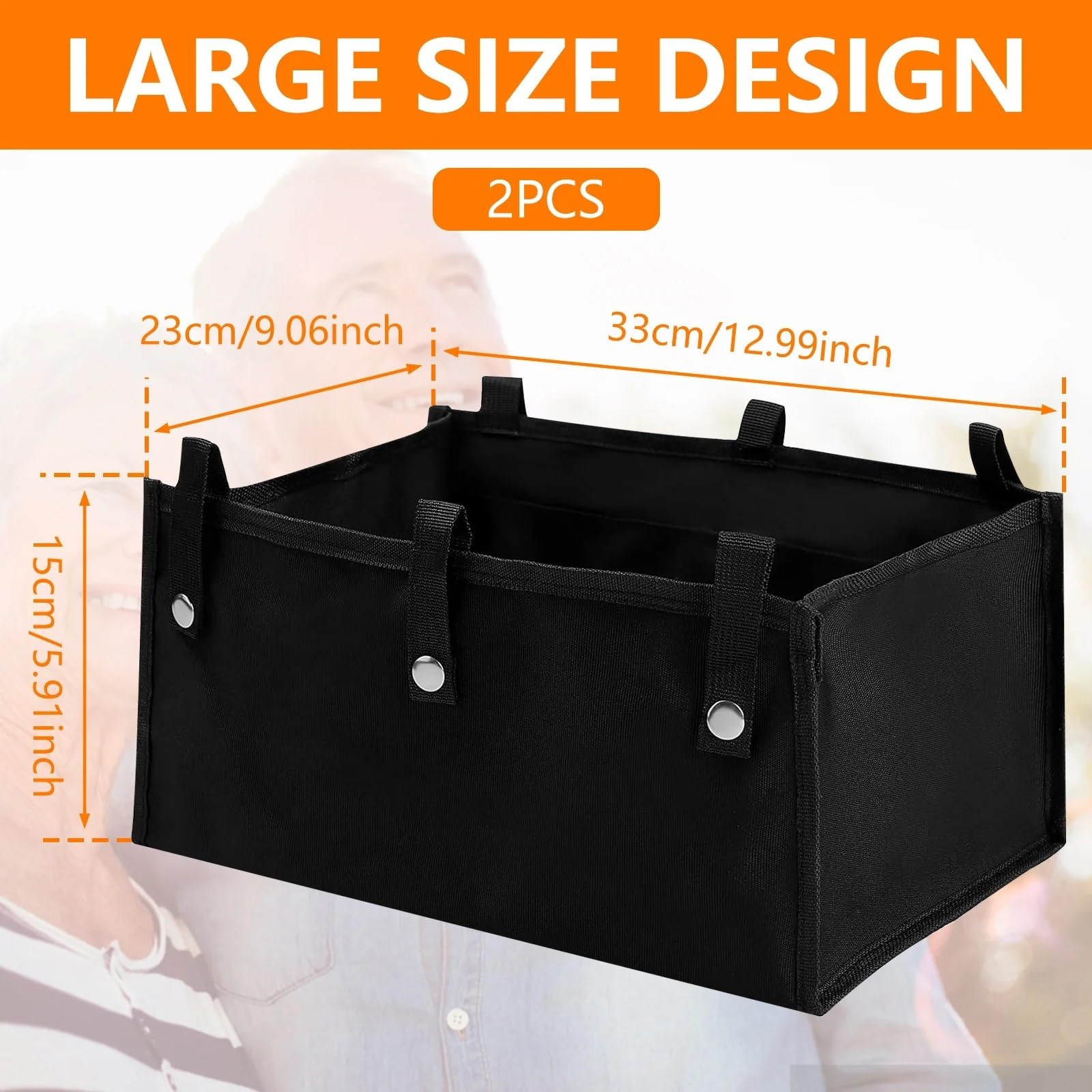 bolsa silla de ruedas 1/2 bolsa de almacenamiento tela Oxford | Cesta for andador de gran capacidad, bolsa con andador debajo del asiento for almacenamiento de silla de ruedas(2Pcs)