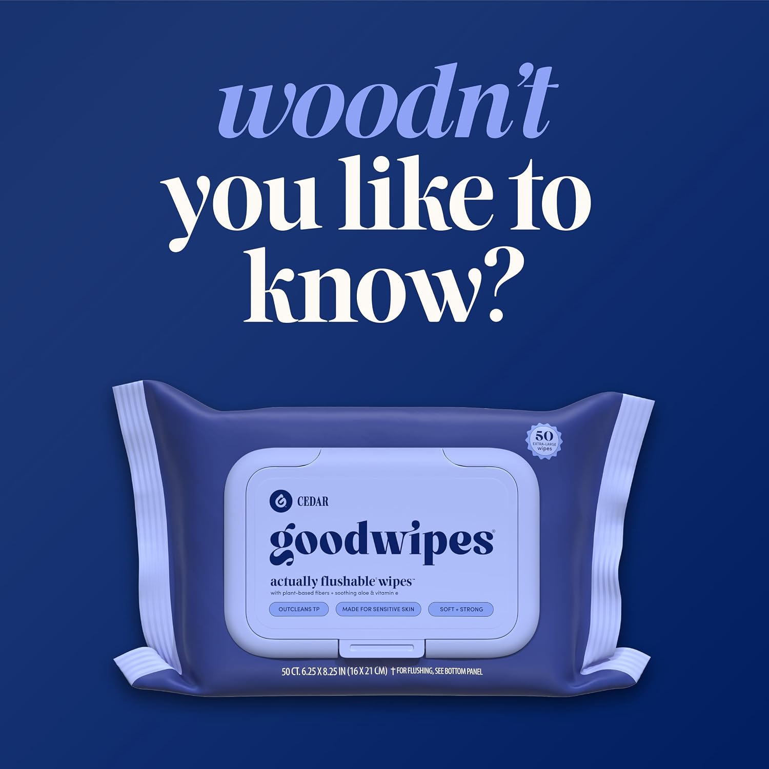 goodwipes Flushable Wipes for Adults - Cedar Butt Wipes for Women & Men, Septic Safe, Toilet & Bathroom Essentials, Extra Large, 318 Count (6 Packs and 1 Travel Pack)