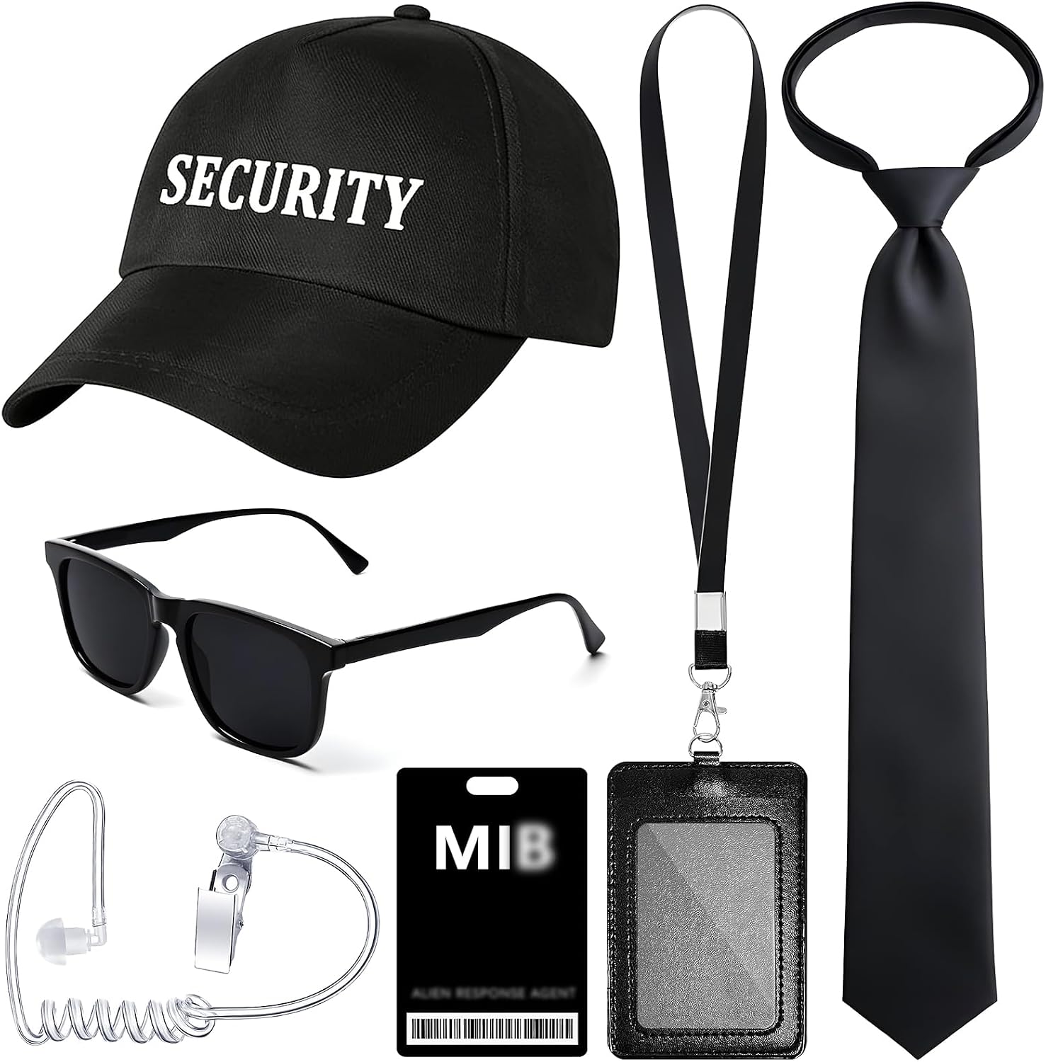 Agent Costume Secret Service Costume Set Spy Costume Accessories for Halloween Men Women Black Outfit