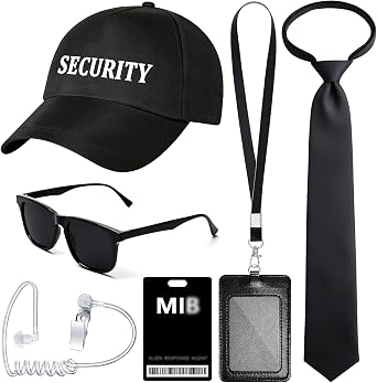 Agent Costume Secret Service Costume Set Spy Costume Accessories for Halloween Men Women Black Outfit