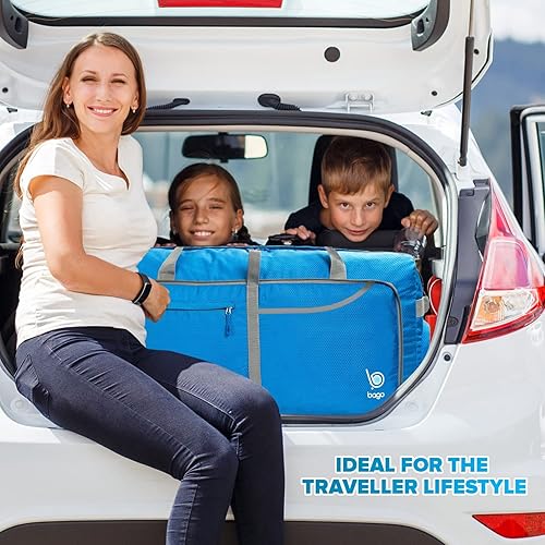 Vista 8 de Bago Bolsa de lona con ruedas - Bolsa de lona plegable de 27 pulgadas de 80 litros, bolsa de viaje impermeable, bolsa de lona ligera resistente