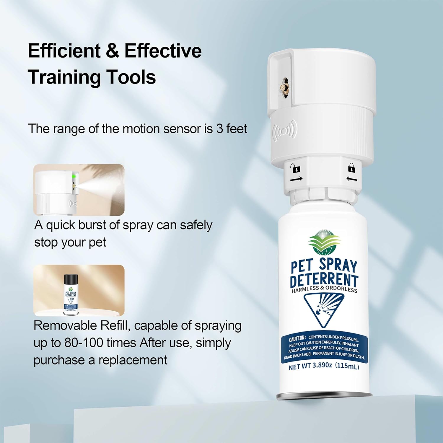 Cat Spray Deterrent System [ 2 Pack ] Cat Deterrent Spray, Motion Activated Pet Deterrent Spray System for Cats & Dogs Odorless Pet Deterrent, Senses Pets Up to 3 Feet Away, Friendly & Safe