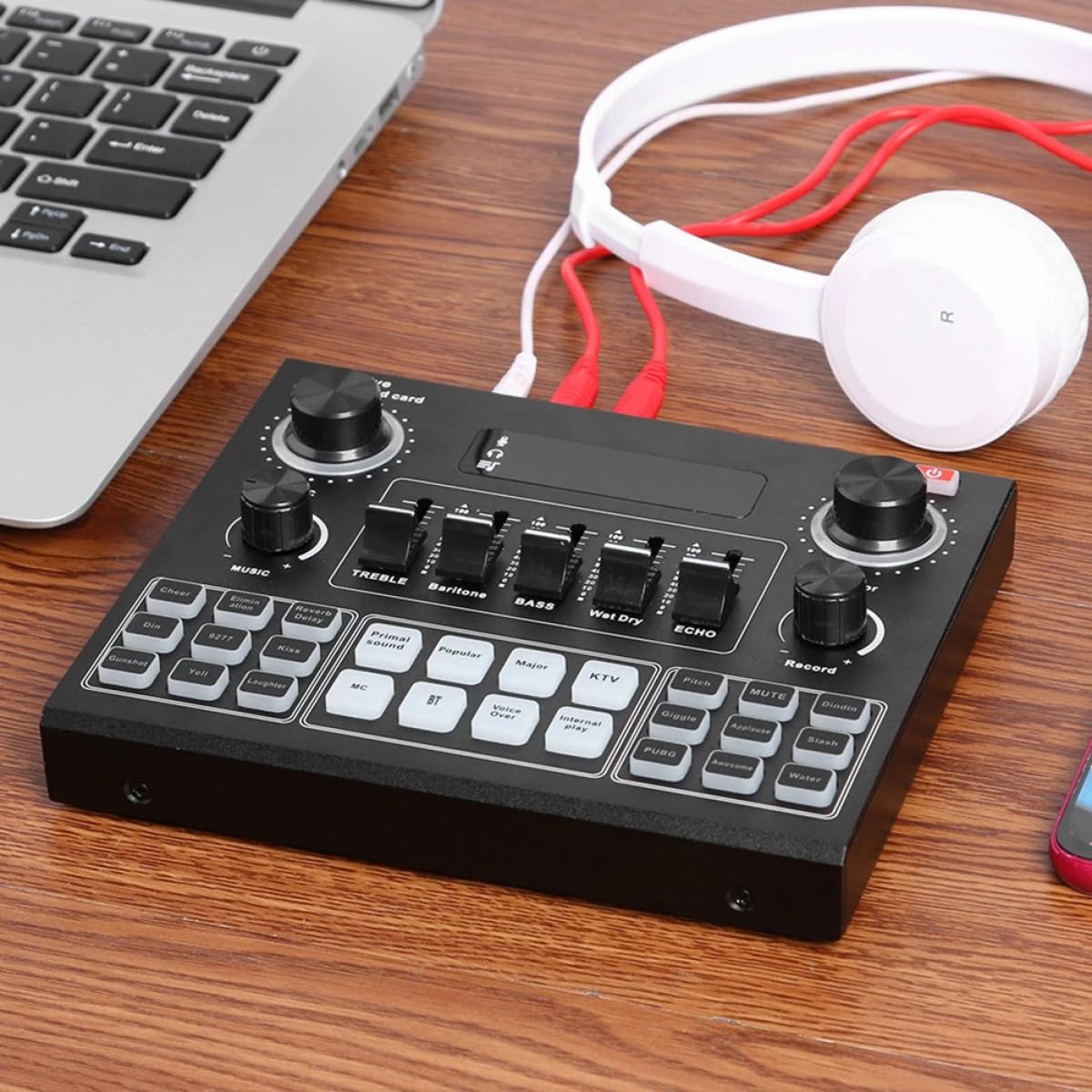 jojofuny Carte Son Externe Portable V9 Changement de Voix et Effets Audio, pour Streaming Mobile et Ordinateur, Dsp 32 Bits, sans Fil, Utilisation Facile, Couleur Aléatoire