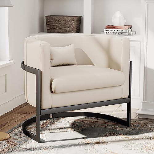 Miniatura 31 de Silla decorativa de terciopelo, moderna silla tapizada de barril verde, sillas de brazo ancho para sala de estar, dormitorio, club, sillas