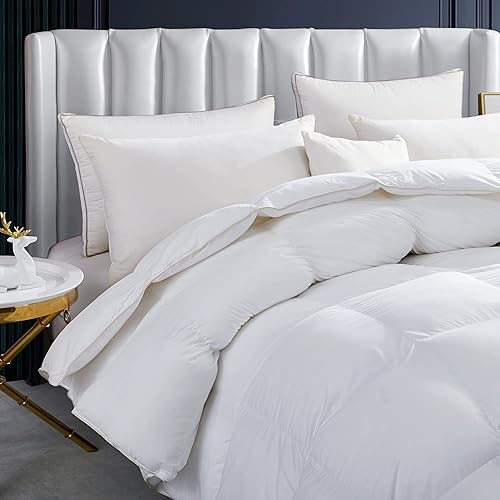 Miniatura 3 de Lujoso edredón de plumas de ganso de peso pesado, edredón de plumón de ganso tamaño King, funda de 100% algodón egipcio, peso de relleno de 75